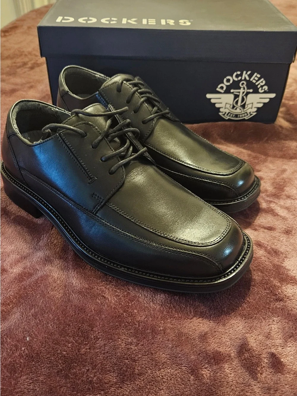Dockers Black Leather Lace-Up Derby Shoes